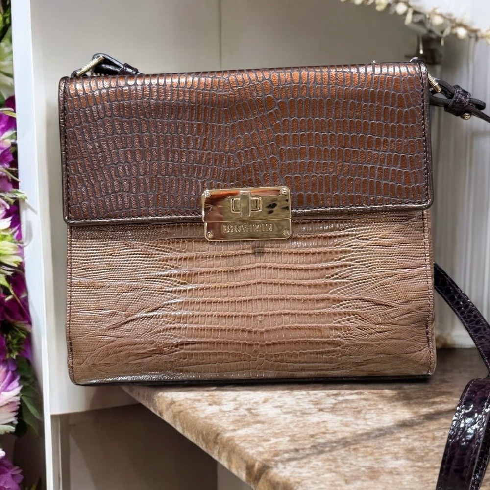 Brahmin Mimosa Textured Leather Crossbody - Like New Condition